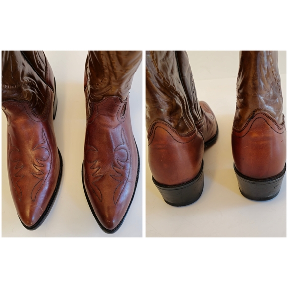 Ramrods Unisex Cowboy Western Pull Up Leather Boots Tan Brown Size 10.5 D - Picture 5 of 17